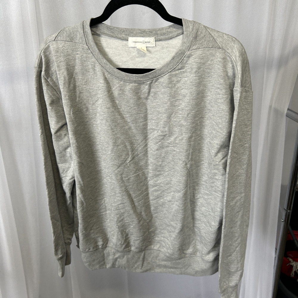 Treasure & Bond Side Slit Sweatshirt, Size Large - Grey